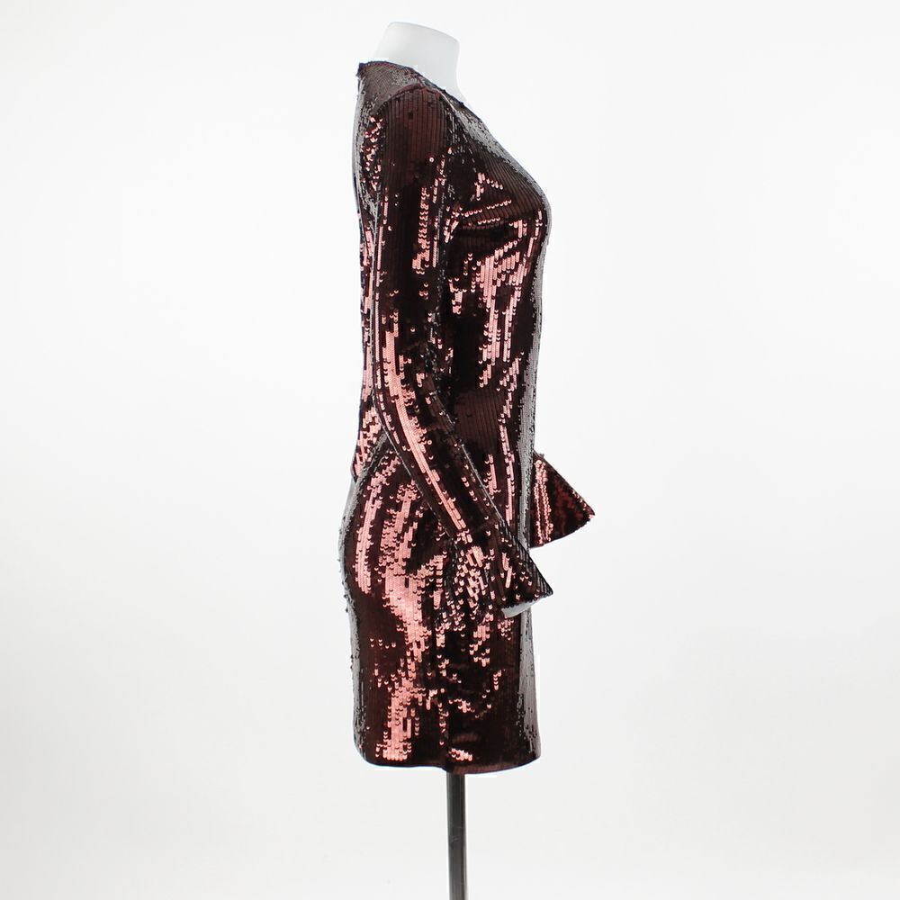 Michael Michael Kors Sequin Cordovan Long Sleeve Dress in Burgundy - Picture 6 of 6